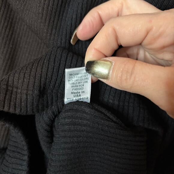 Monrow Black Ribbed Cutout Long Sleeve Bodycon Mini Dress L NWT - Picture 8 of 8